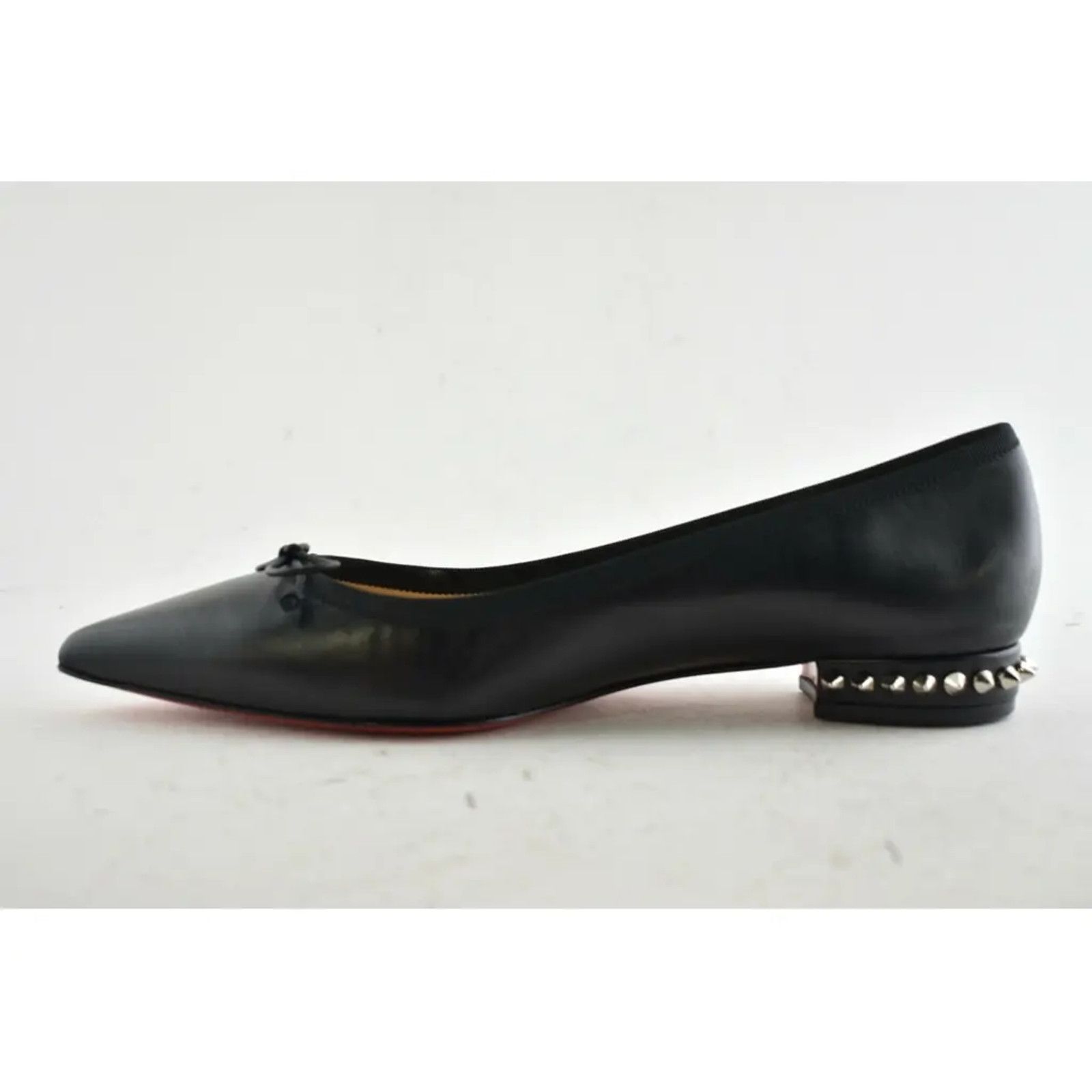 Christian Louboutin Christian Louboutin Hall Flat Black Leather Spike Pointed Size US 7.5 / IT 37.5 - 8 Thumbnail