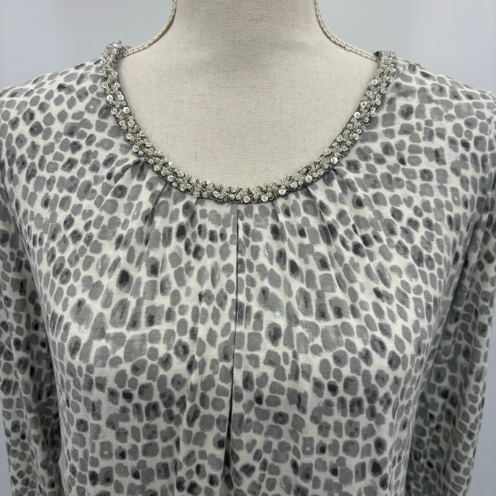 Other Charter Club Women's Blouse Petite Medium White Gray Abstrac Size M / US 6-8 / IT 42-44 - 12 Thumbnail