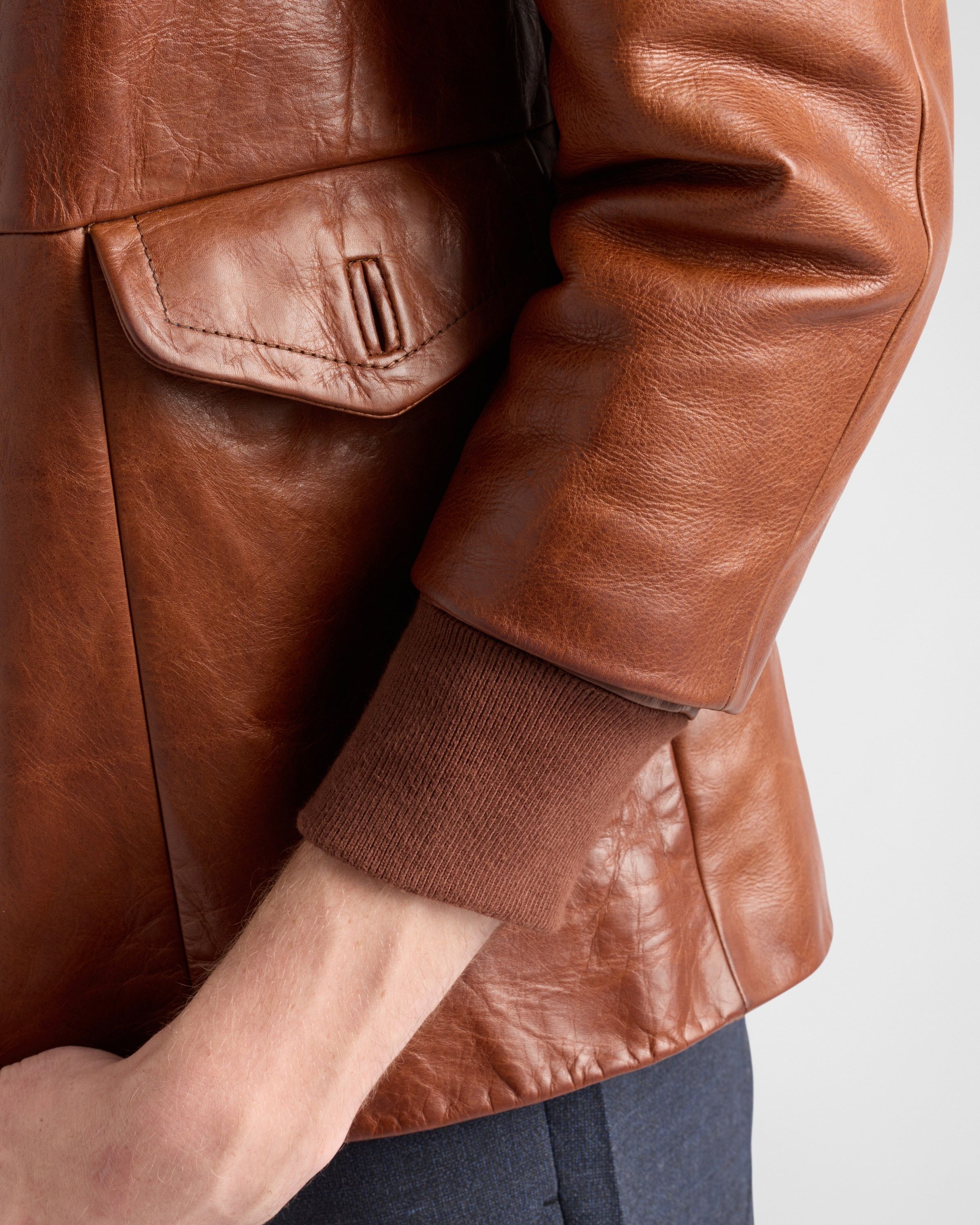 Prada o1bcso1str1025 Leather Vitello Blouson Jacket in Brown Size US M / EU 48-50 / 2 - 4 Thumbnail