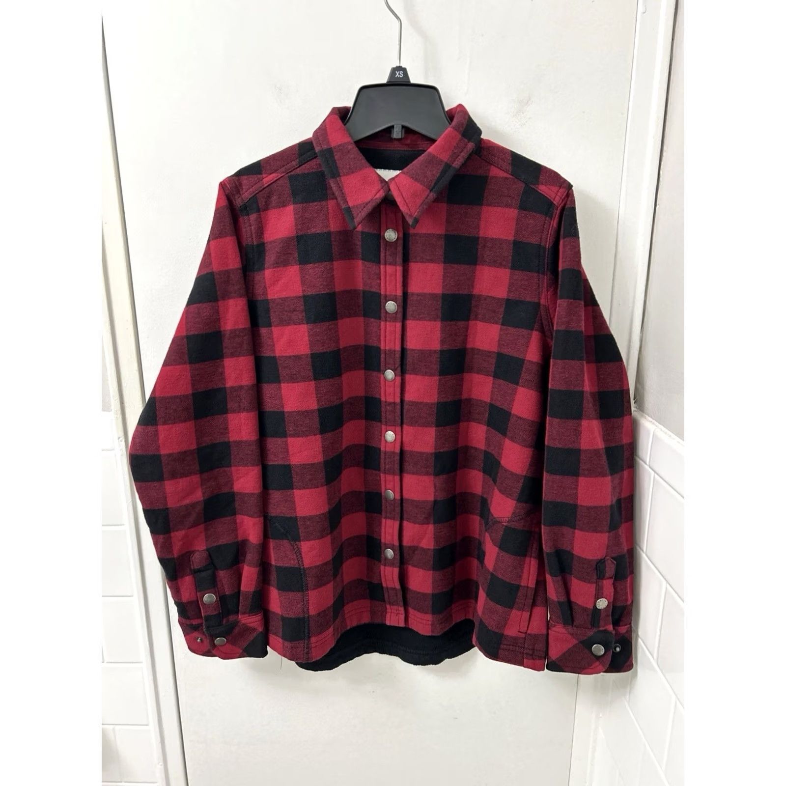 Orvis Orvis Shirt Jacket Womens Large Black Red Fleece Lined Shacket Pockets L/S Size L / US 10 / IT 46 - 2 Thumbnail