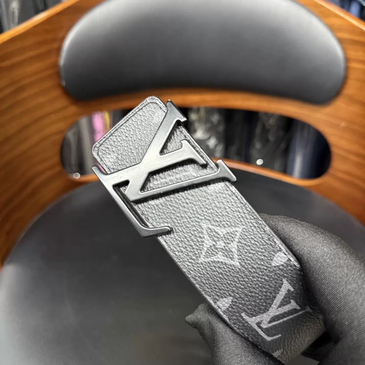 Louis Vuitton LV Black Monogram All Over Print Belt 95CM Size ONE SIZE - 4 Thumbnail