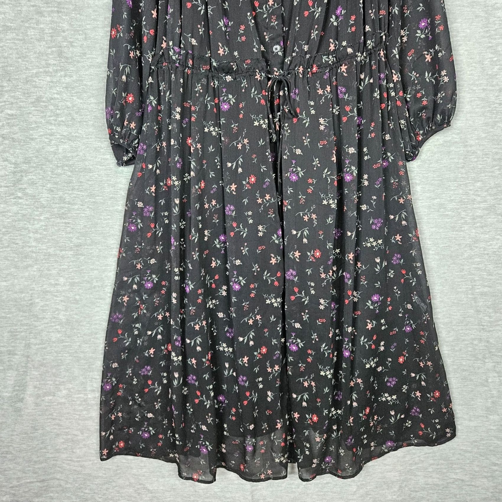 Uniqlo Uniqlo Floral Button Up 3/4 Sleeve Elastic Waist Women's Dress Size S Size S / US 4 / IT 40 - 3 Thumbnail