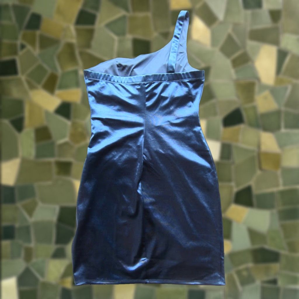 Vintage NWT Emerald Sundae Blue Satin Stretch One Shoulder Ruched Fitted Dress M Size M / US 6-8 / IT 42-44 - 1 Thumbnail
