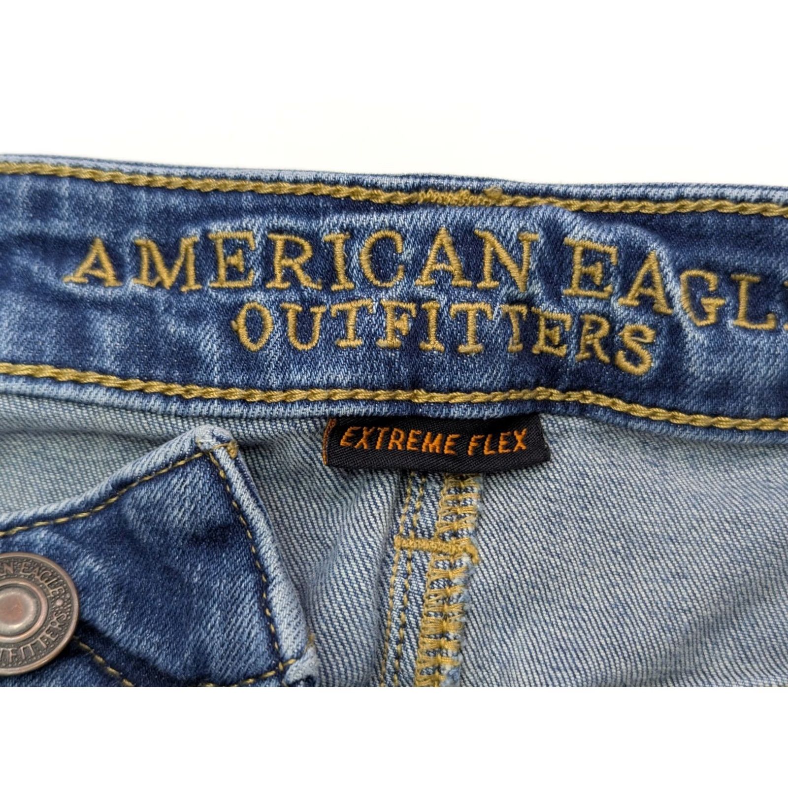 American Eagle Outfitters American Eagle Outfitters Jeans Men 29x28.5 Slim Straight Distress Extreme Flex Blue Denim 5-Pocket Regular Rise Low 8-10 in Vintage No Size US 29 - 7 Thumbnail