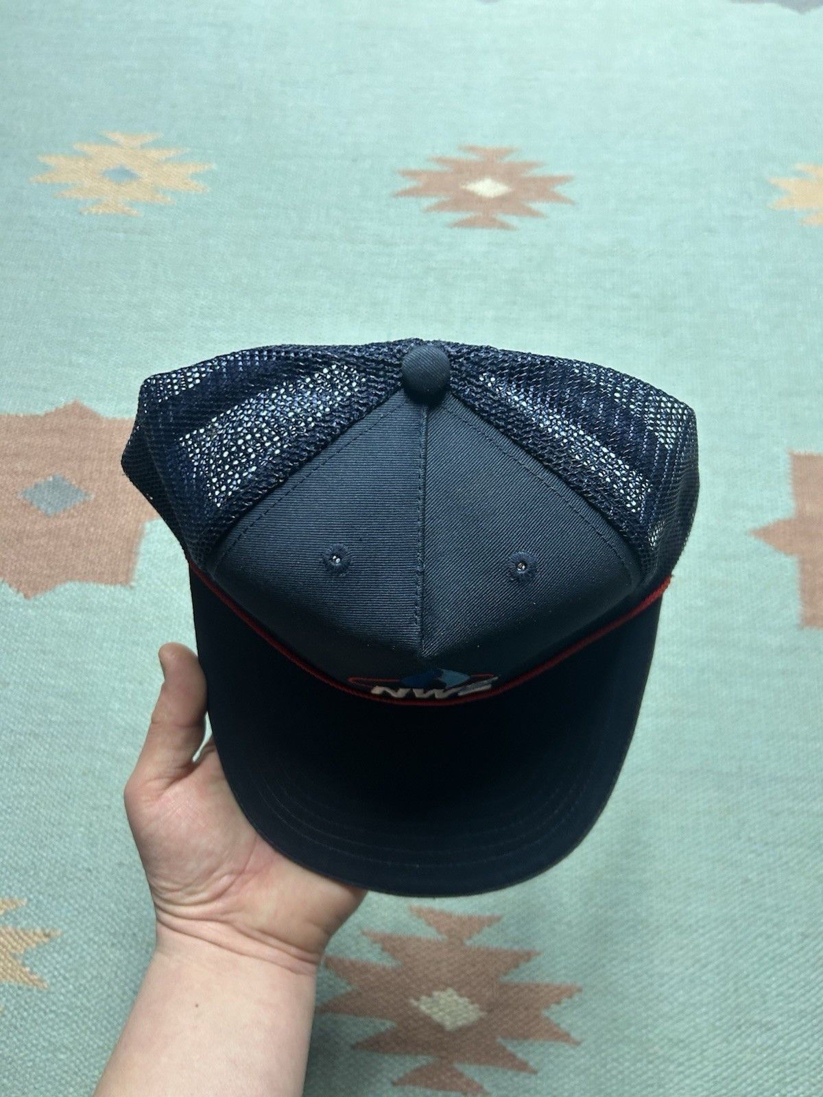 Vintage Vintage strapback trucker hat mesh NWE embroidered logo blue Size ONE SIZE - 3 Thumbnail