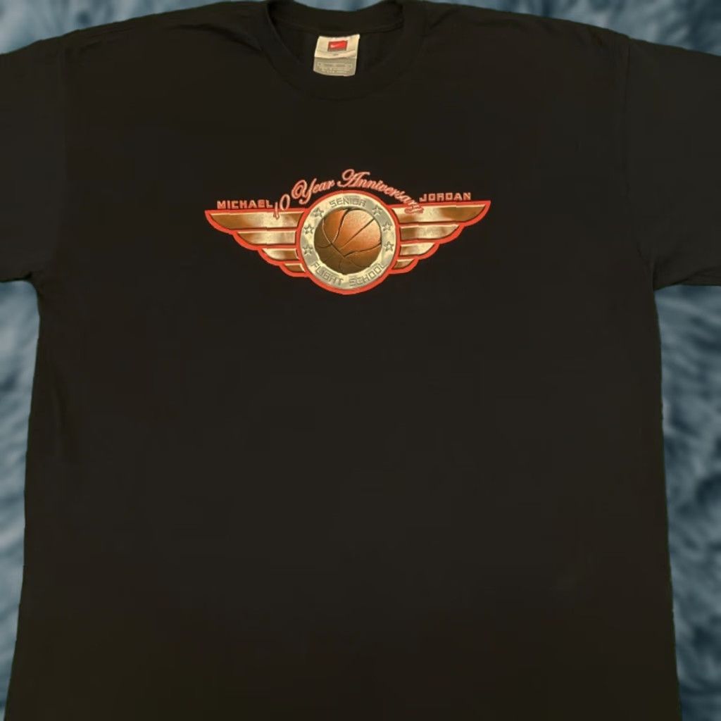Nike VINTAGE Nike Air Jordan Flight School Anniversary VTG Shirt Mens XL Black 90s Sports Retro Hip Hop Bulls Jordan Shirt Mens XL Size US XL / EU 56 / 4 - 1 Thumbnail