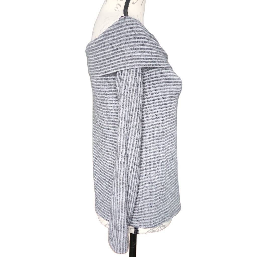 Express Express Women's Size Small Gray Stripe Off Shoulder Soft Lon Size S / US 4 / IT 40 - 5 Thumbnail