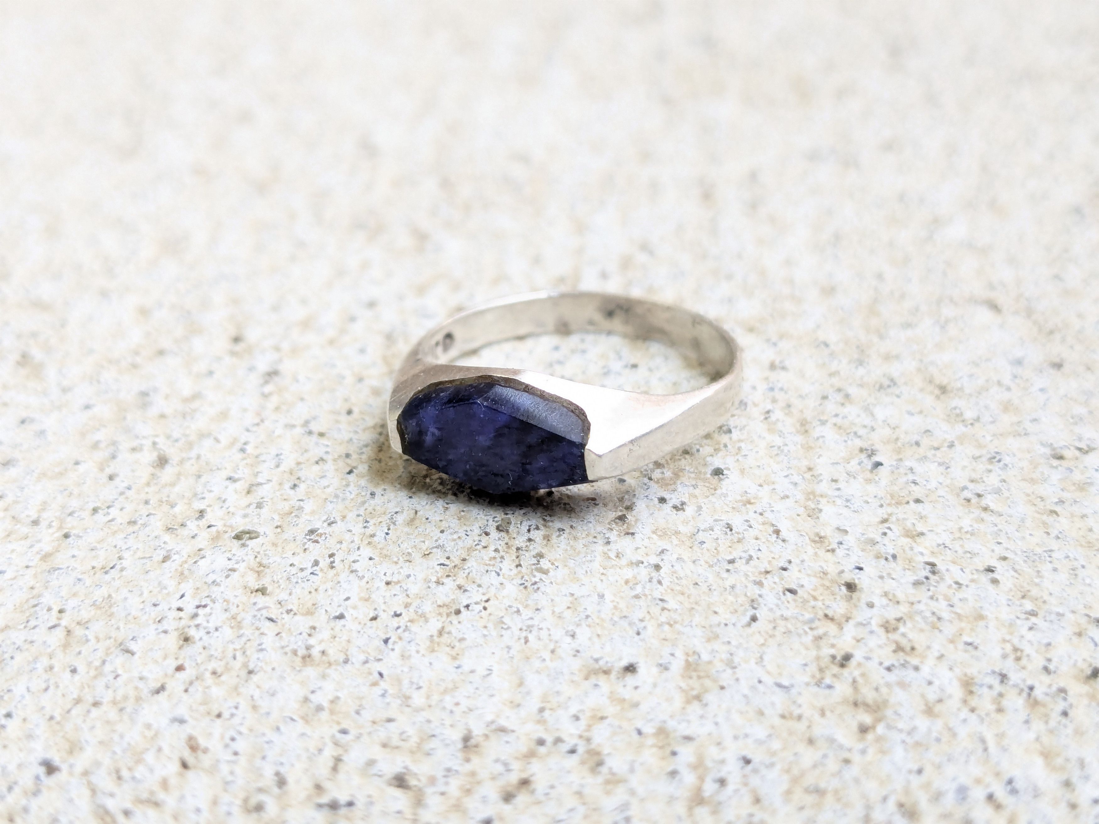 Jewelry Vintage Sterling Silver Ring Blue Sodalite 5 Modern Taxco Size ONE SIZE - 1 Thumbnail