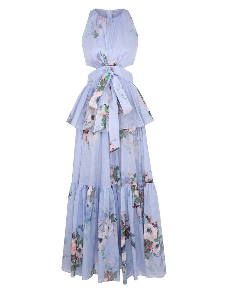 oc11z0126 Everley Draped Bow Midi Dress in Multicolor