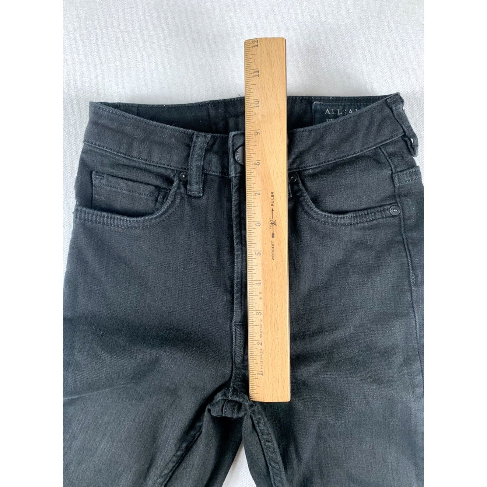 Allsaints ALLSAINTS STILT Skinny Jeans Womens 24 Black Belt Loops Button Zip Pockets Denim Size 42" / US 20 - 4 Thumbnail
