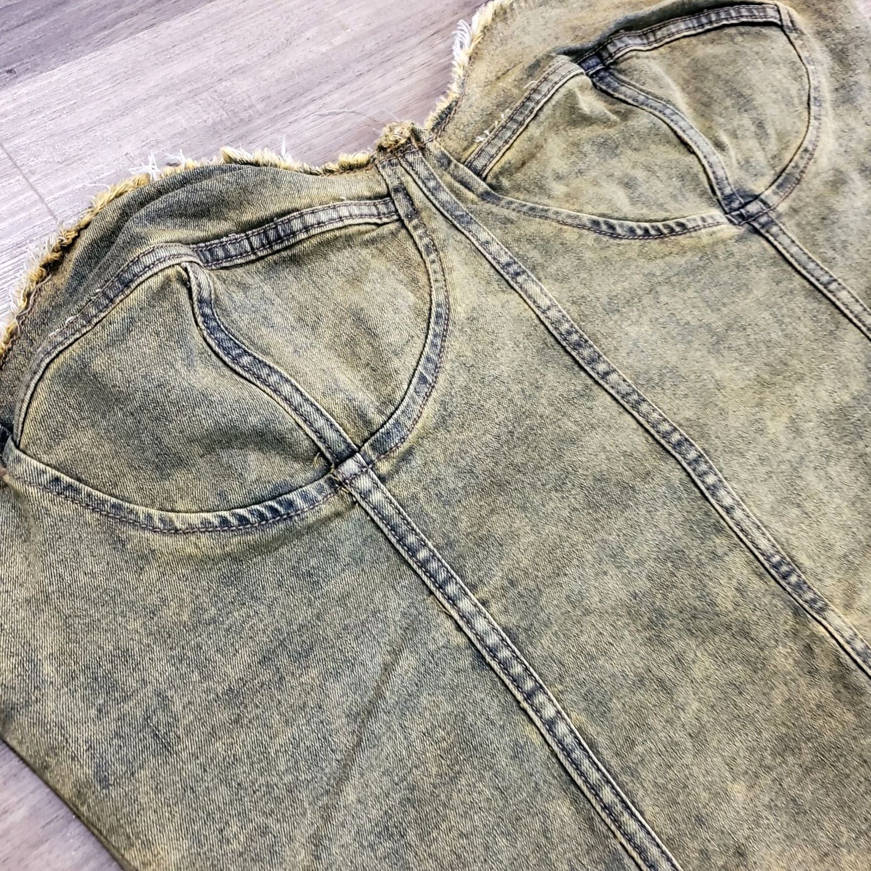 Fashion Nova Fashion Nova Womens 3X Yellow Acid Washed Denim Tube Top Corset 80s Size XXL / US 16-18 / IT 52-54 - 2 Thumbnail