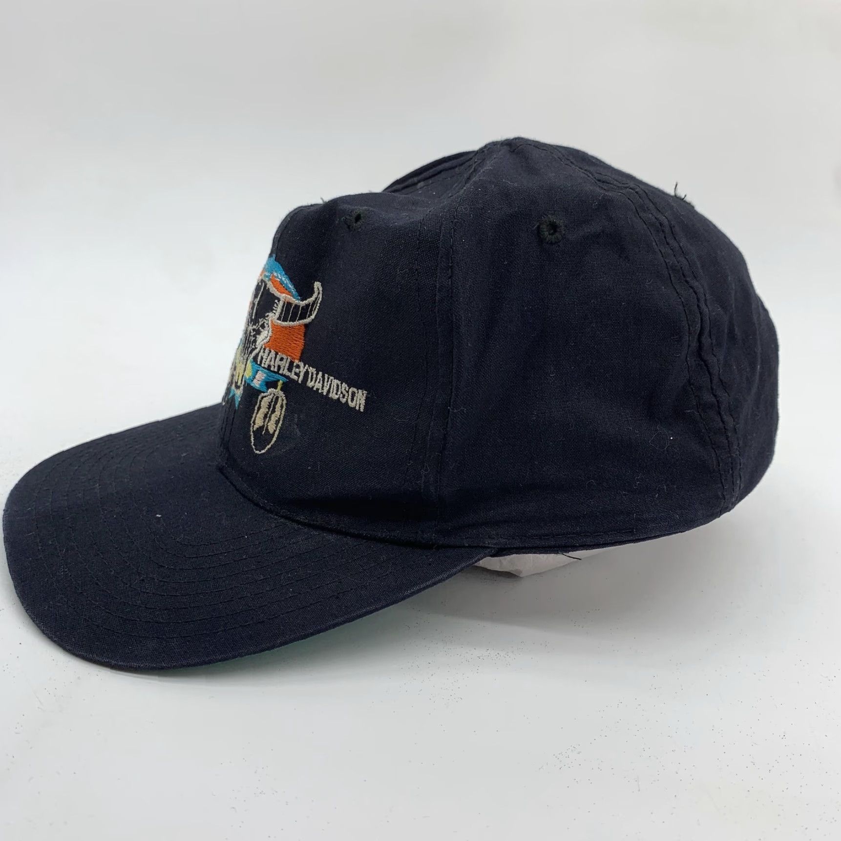 Harley Davidson VINTAGE Harley-Davidson Hat Skull Snap Back Mens Black Palm Springs One Size 90s Mens Hat Size ONE SIZE - 3 Thumbnail
