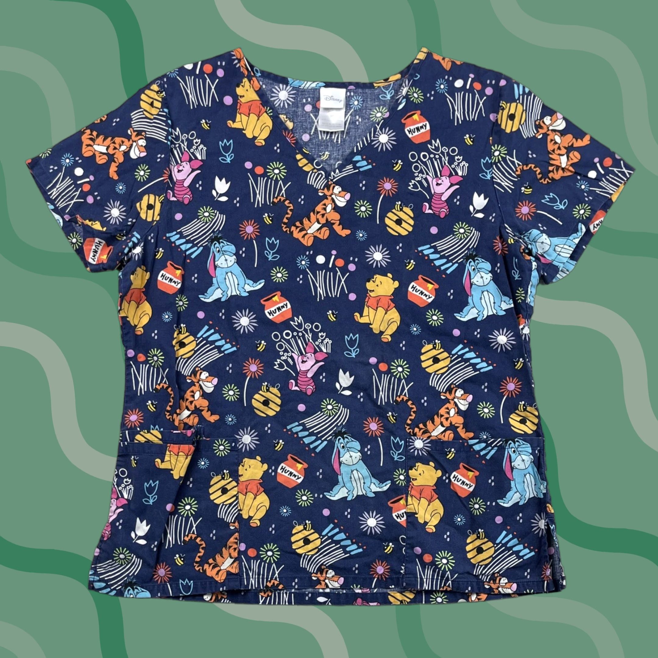 Disney Disney Medical Scrub Top M Women Blue Pooh Tigger Eeyore Piglet Pockets Cotton/Polyester Disney Patterned Nursing Scrub Size US M / EU 48-50 / 2 - 1 Thumbnail