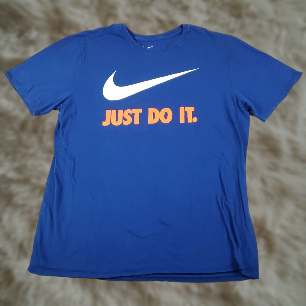 Nike Nike T Shirt Mens XL Blue Swoosh Casual Short Sleeve Adult Regular Crew Neck Cotton Blend Logo Nike Dri-Fit Sports Modern 90s Mens Size US XL / EU 56 / 4 - 1 Thumbnail