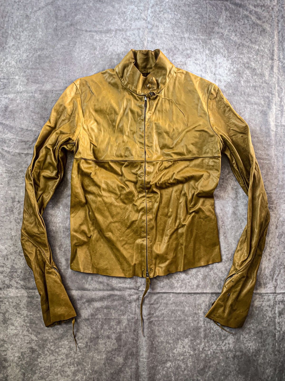 image of Taichimurakami Maurizio Amadei Maurizio Amadei Relaxed Biker Jacket in Mustard, Men's (Size XS)