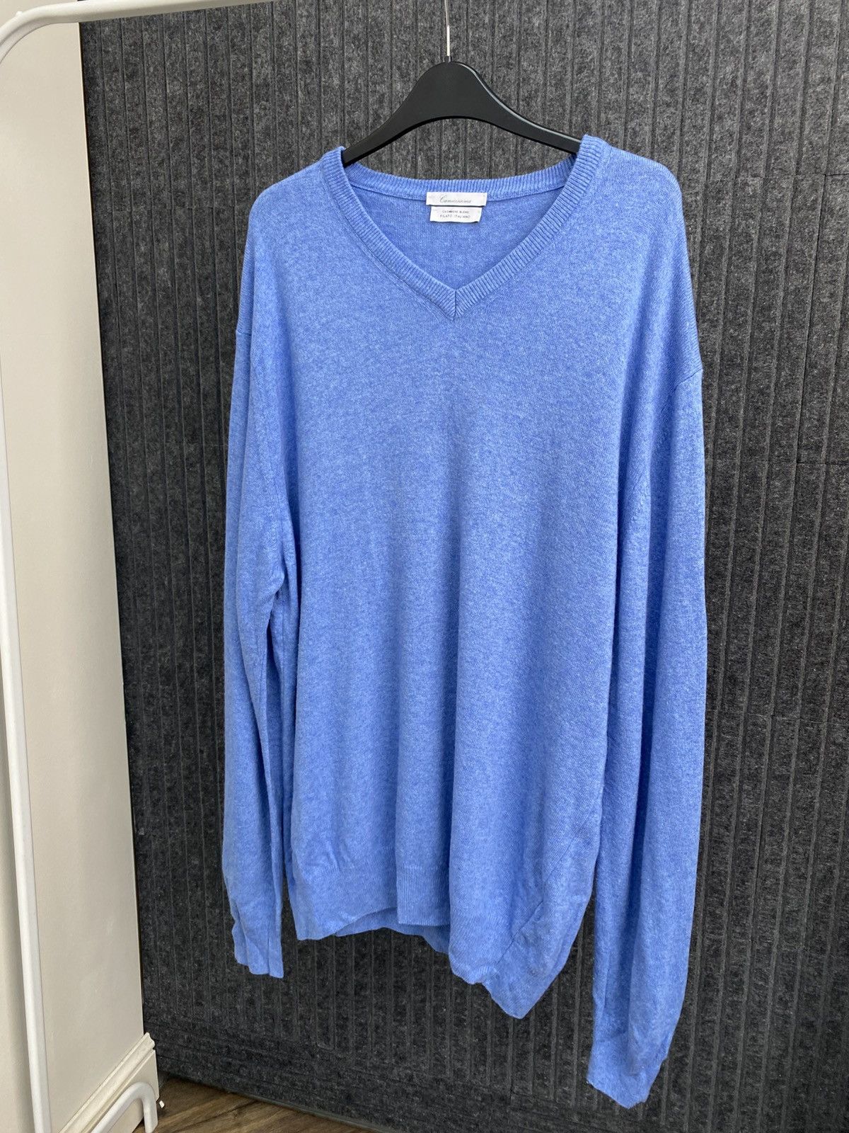 Other Vintage Lamicissima Blue V-Neck cashmere Sweater Knit Size US XXL / EU 58 / 5 - 2 Thumbnail