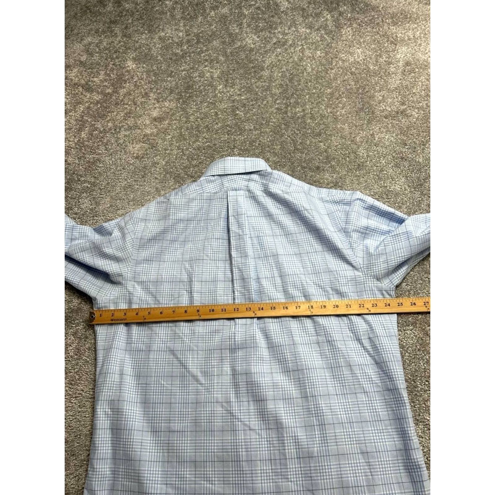 Brooks Brothers Brooks Brothers 346 Dress Shirt Mens 17 Blue Plaid Slim Fit Button Up Shirt Size 46R - 3 Thumbnail