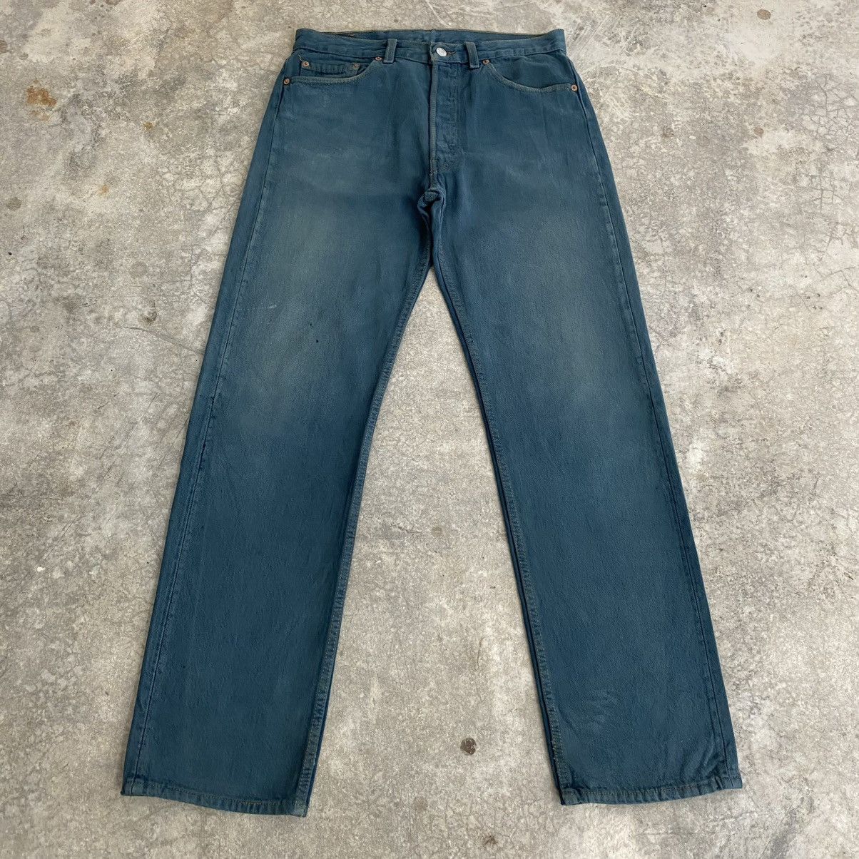 Levi's Vintage Late 80’s Levis 501 Faded Hunter Green Jeans Size US 32 / EU 48 - 2 Thumbnail