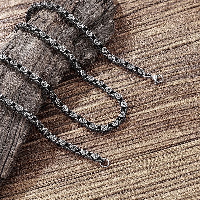Jewelry 65cm Locomotive Punk Chain Stainless Steel Oxidized Necklace Size ONE SIZE - 3 Thumbnail