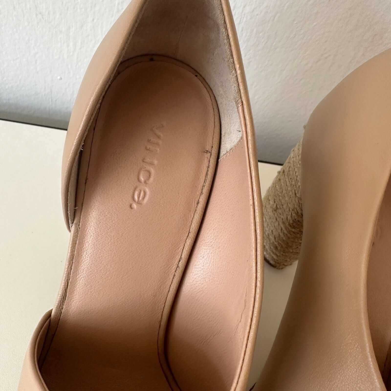 Vince VINCE Percey Taupe Leather Open Toe Jute Wrapped Heels 8.5 Size US 8.5 / IT 38.5 - 2 Thumbnail