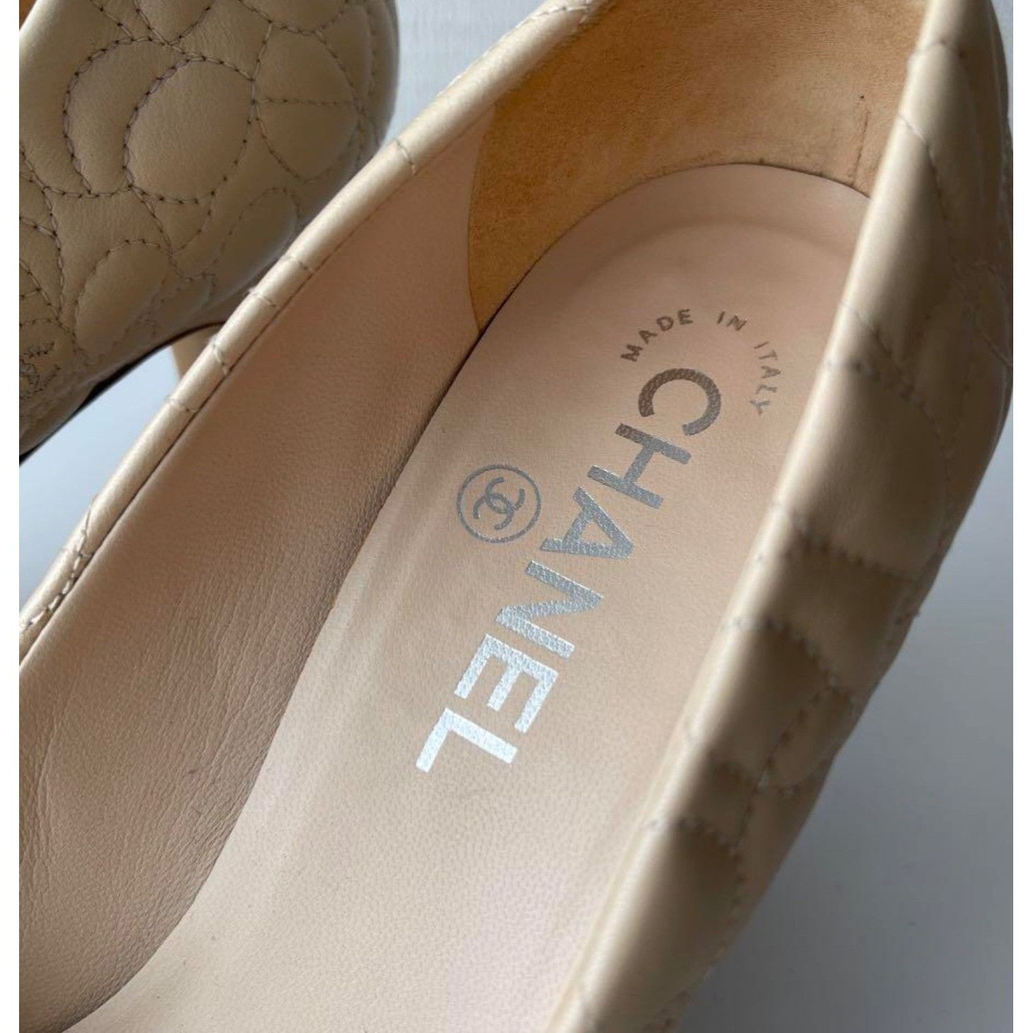 Chanel Chanel beige Camellia logo cc quilted leather pump heels sz3 Size US 6.5 / IT 36.5 - 3 Thumbnail