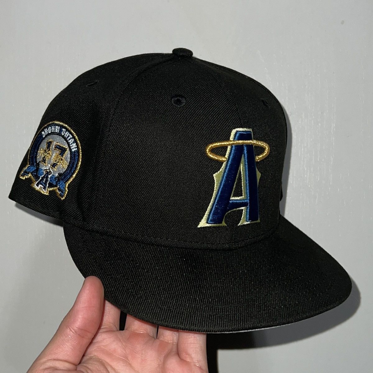 image of Hat Club x Mlb 7 3/8 - “Shohei Ohtani” Los Angeles Angels Fitted Hat in Black, Men's