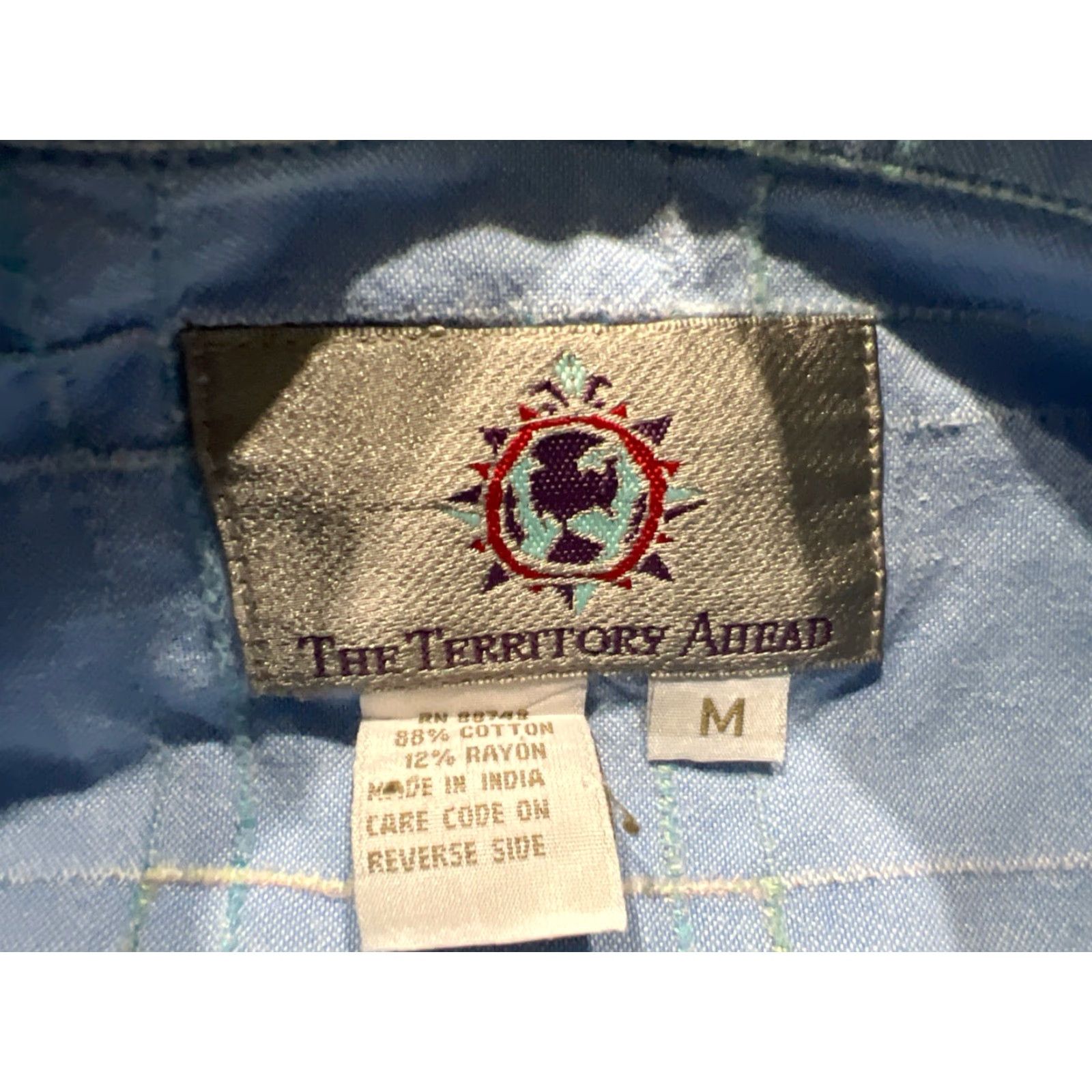 The Territory Ahead VINTAGE Territory Ahead Shirt Men M Blue Button-Up Collared Long Sleeve Cotton Blend Size US M / EU 48-50 / 2 - 7 Thumbnail