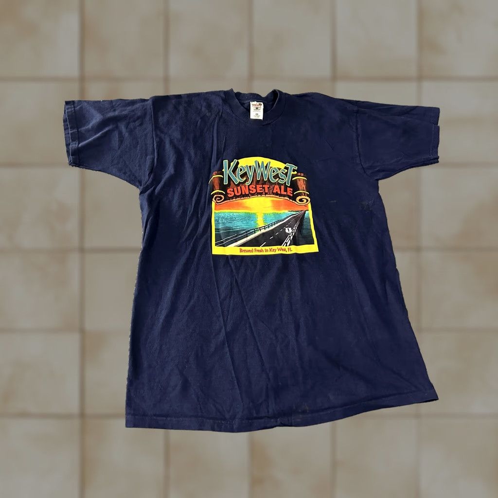 Fruit Of The Loom Key West Sunset Ale Shirt Mens 2XL Blue Graphic Tee Fruit of the Loom Size US XXL / EU 58 / 5 - 1 Thumbnail