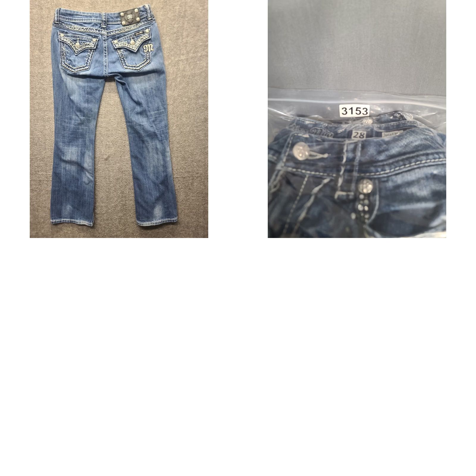 Miss Me Miss Me Jeans 28x28 Jeans Regular 28 Blue Embroidered Rhinestone Embellished Mid Rise Bootcut Denim Womens - 5-Pocket Style Western 28in Inseam XS? Size 28" / US 6 / IT 42 - 9 Thumbnail