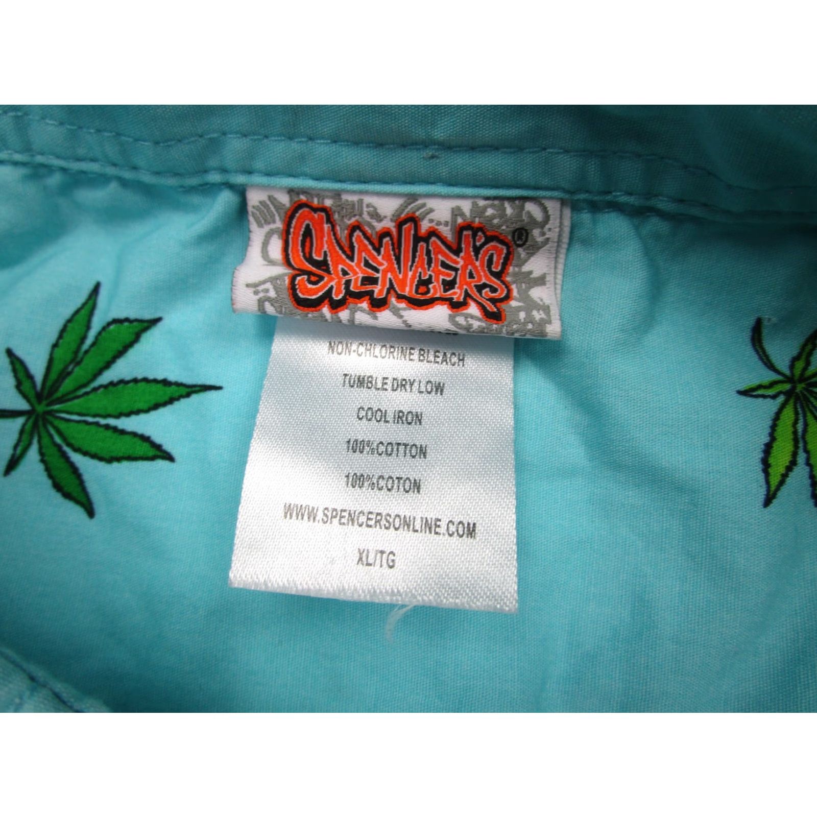 Vintage Spencers Button Up Shirt Mens XL Blue Marijuana Leaf Print Short Sleeve Casual Size US XL / EU 56 / 4 - 5 Thumbnail
