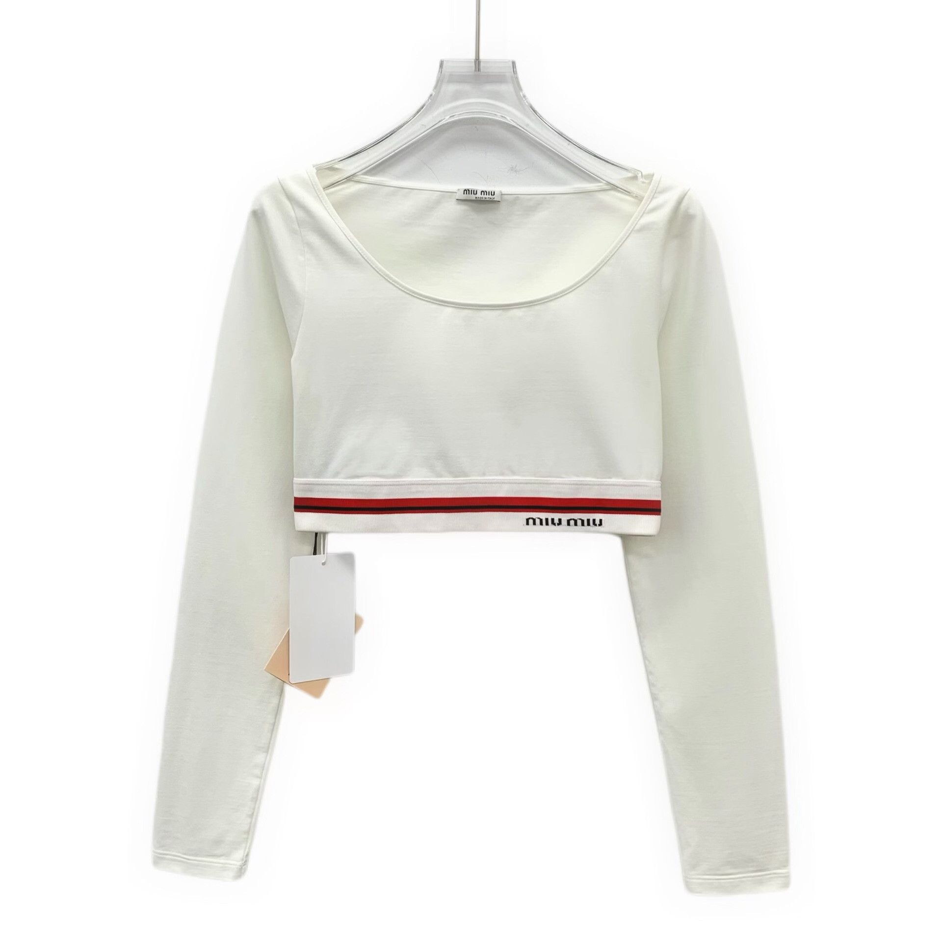 Miu Miu Miu Miu Cotton Striped White T-Shirt S Women Size S / US 4 / IT 40 - 1 Thumbnail