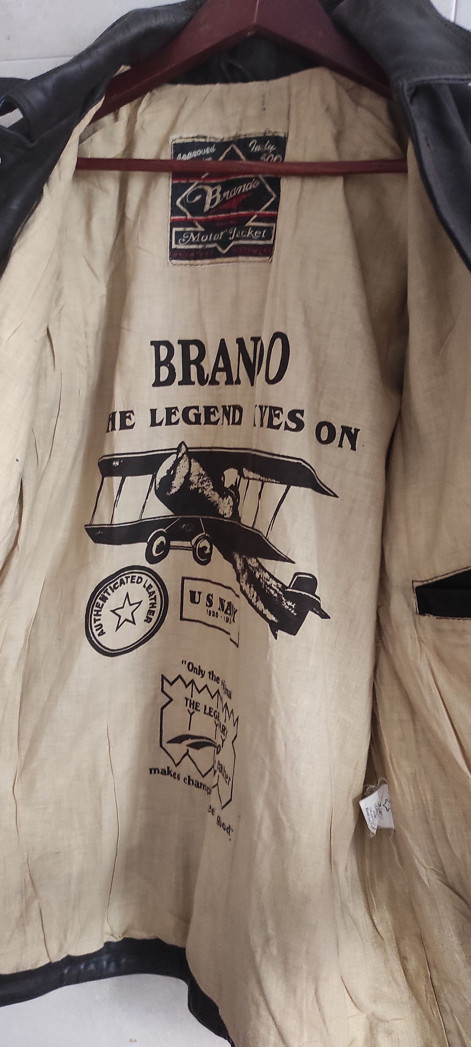 Vintage Brando US Navy Classic Motorcycle Biker Real Leather Jacket Size US L / EU 52-54 / 3 - 17 Thumbnail