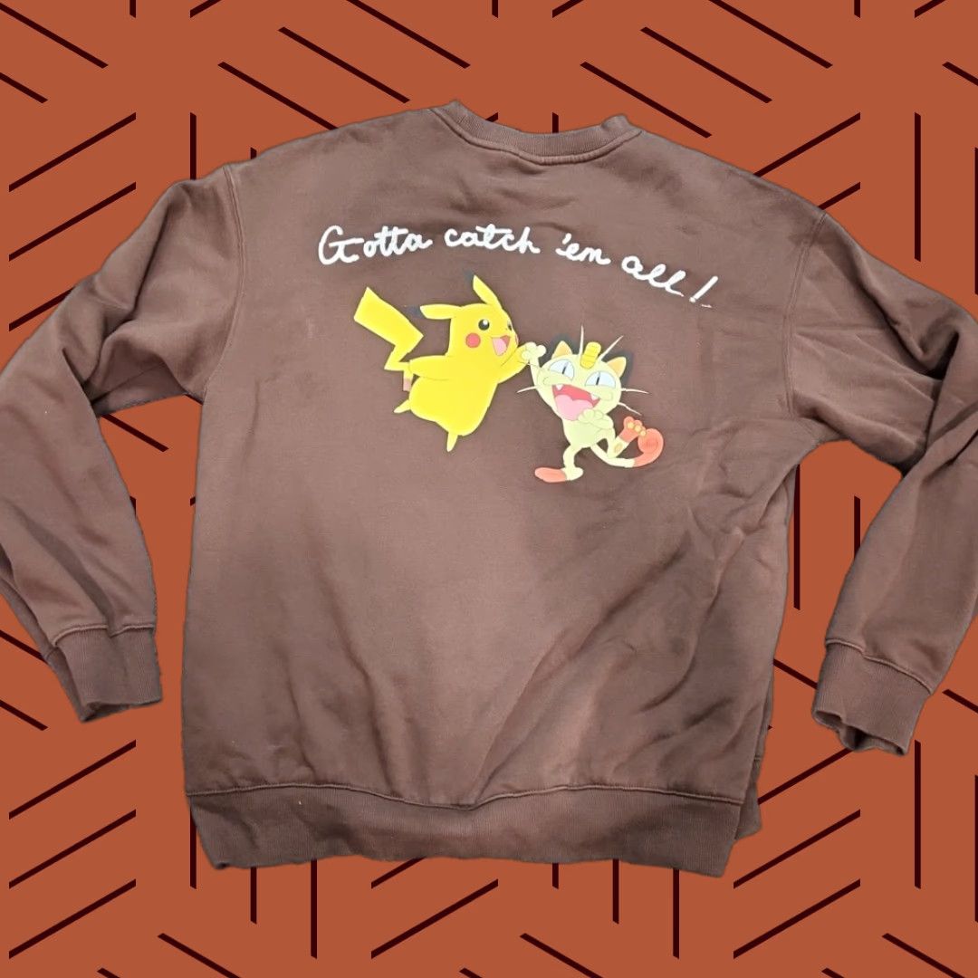Vintage Pokemon Gotta Catch Em All Men Large Brown Loose Fit Embroidered Sweater Size US L / EU 52-54 / 3 - 1 Thumbnail
