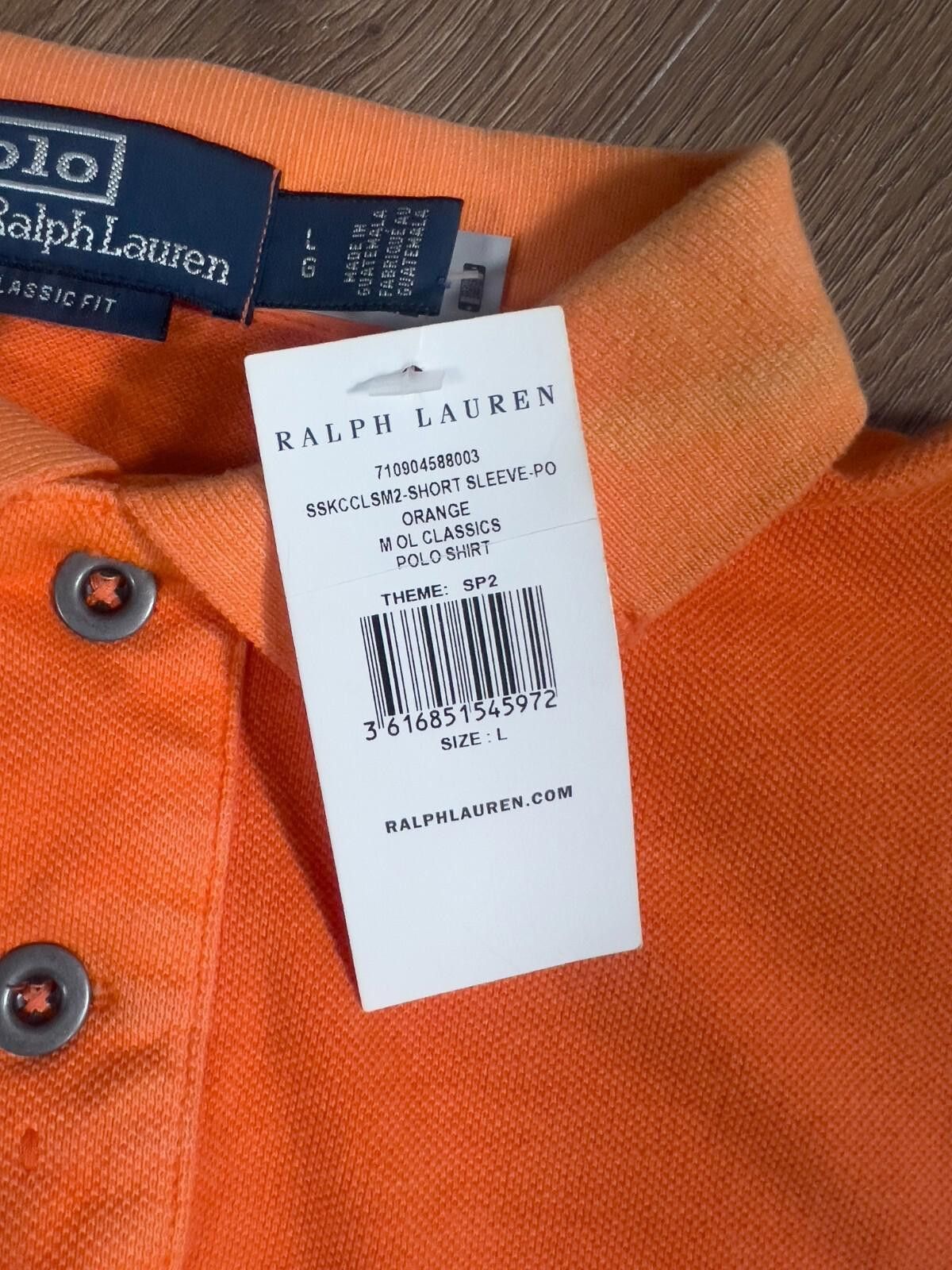 Polo Ralph Lauren Ralph Lauren Men’s Orange Polo Shirt Classic Fit Size L Size US L / EU 52-54 / 3 - 5 Thumbnail