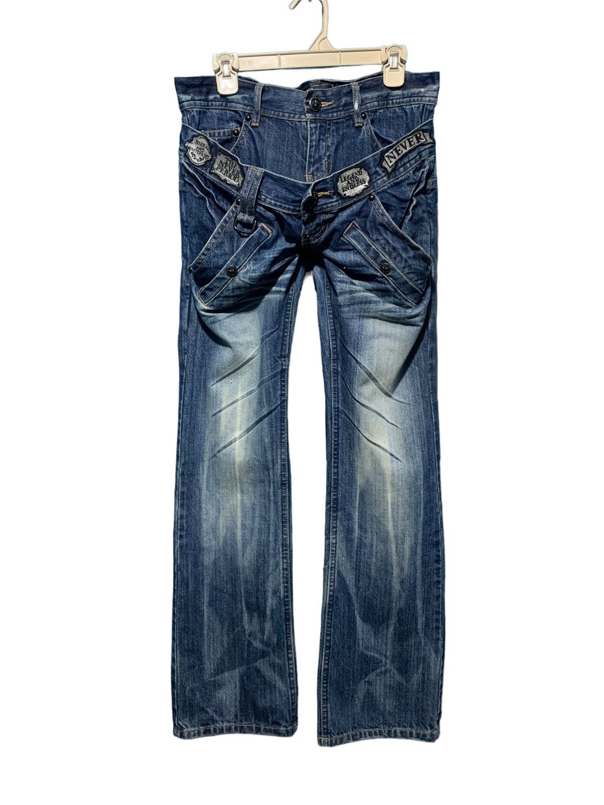image of If Six Was Nine x Le Grande Bleu L G B Vintage Midas Patch Multipocket Double Waist Flared Jeans in