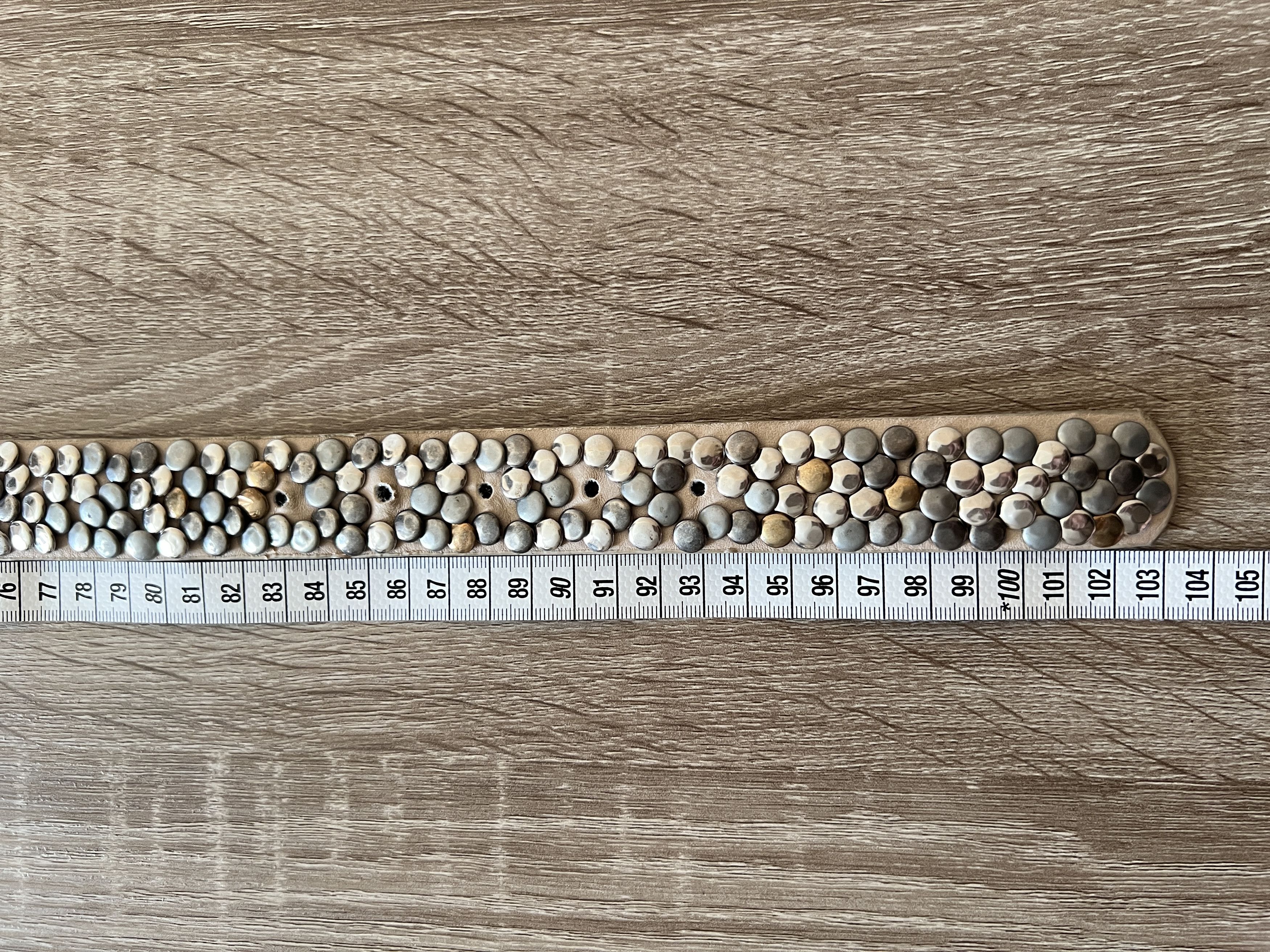 Vintage Rhinestones Belt BB Simon Style Beige Punk Size ONE SIZE - 12 Thumbnail
