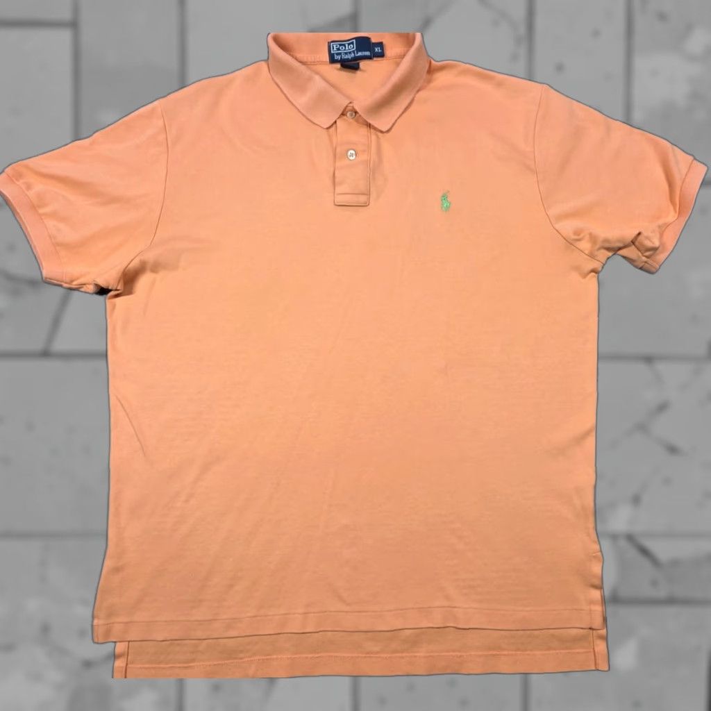 Polo Ralph Lauren VTG Ralph Lauren Polo Shirt XL Short Sleeve Orange Mens Soft Touch Teal Pony Size US XL / EU 56 / 4 - 1 Thumbnail