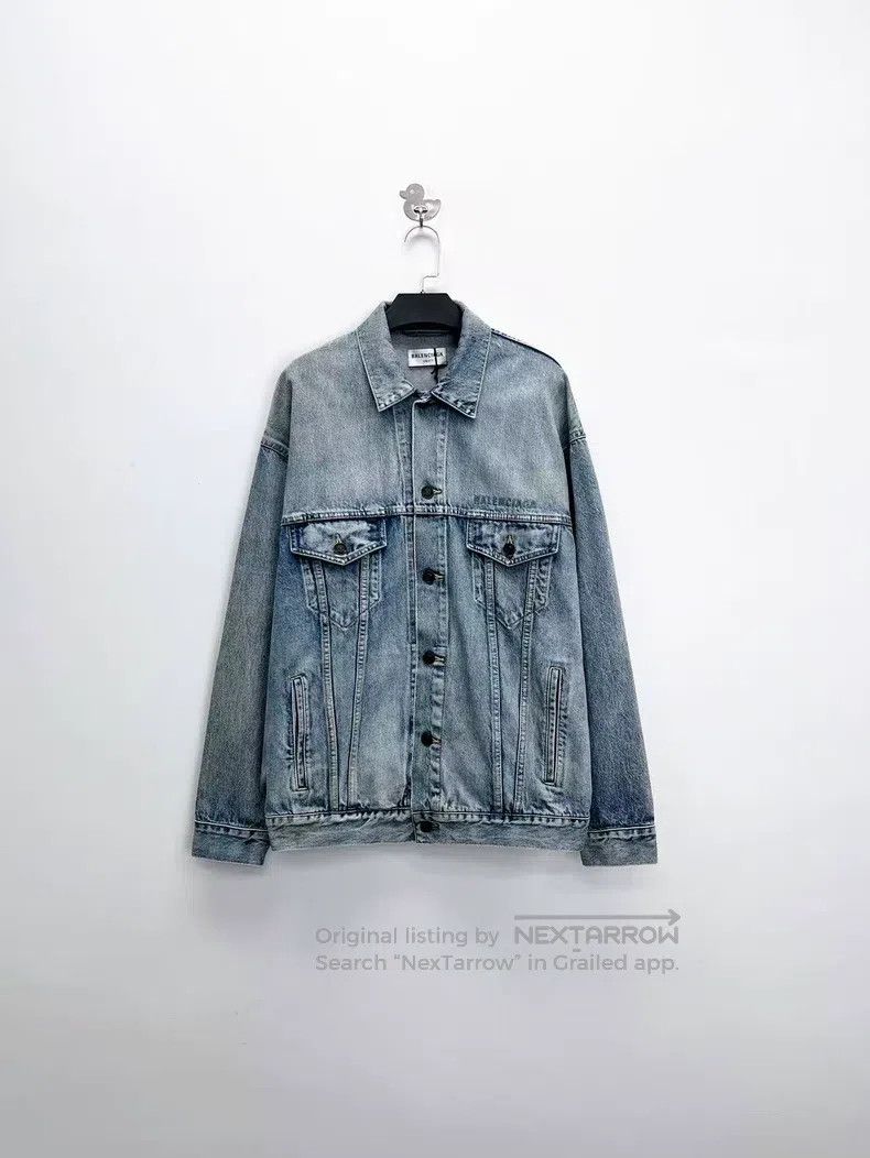 Balenciaga Light Blue Washed Distressed Embroidered Letter