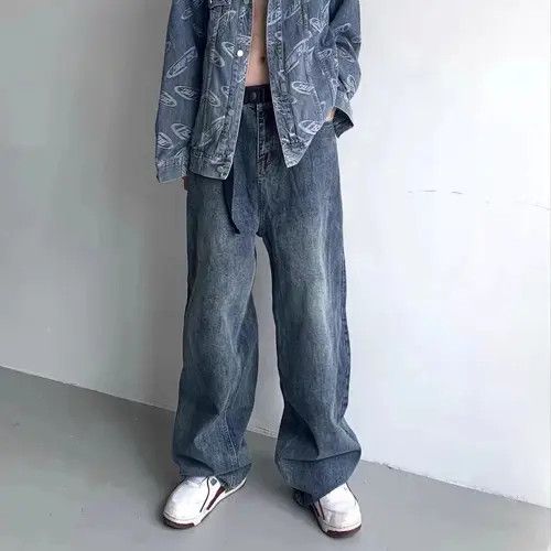 VIBE Vintage Wash Distressed Loose Fit Straight Jeans Size US 30 / EU 46 - 4 Thumbnail