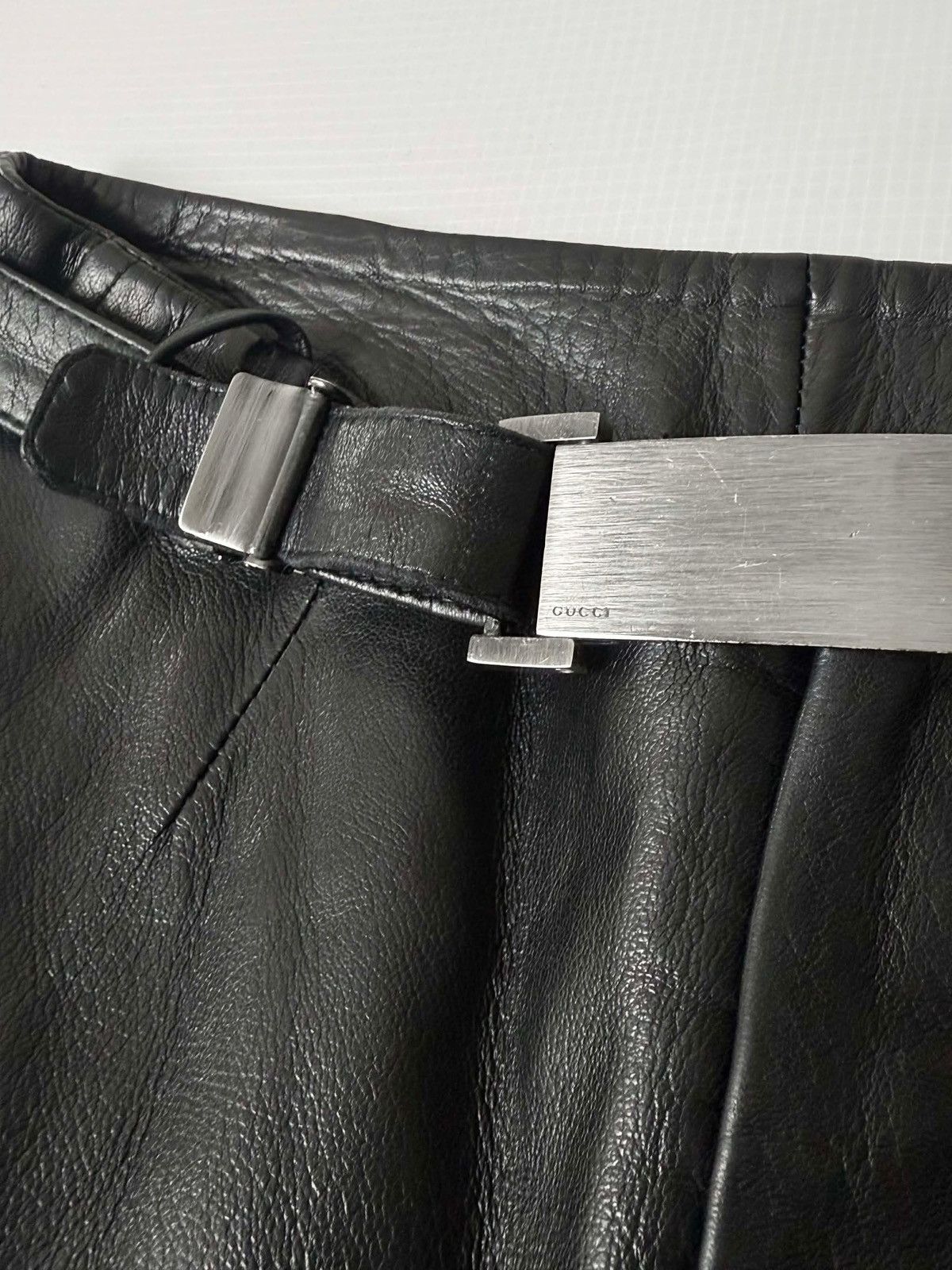 Gucci Gucci by Tom Ford 1997 Belted Leather Wide Pants Size 26" / US 2 / IT 38 - 8 Thumbnail