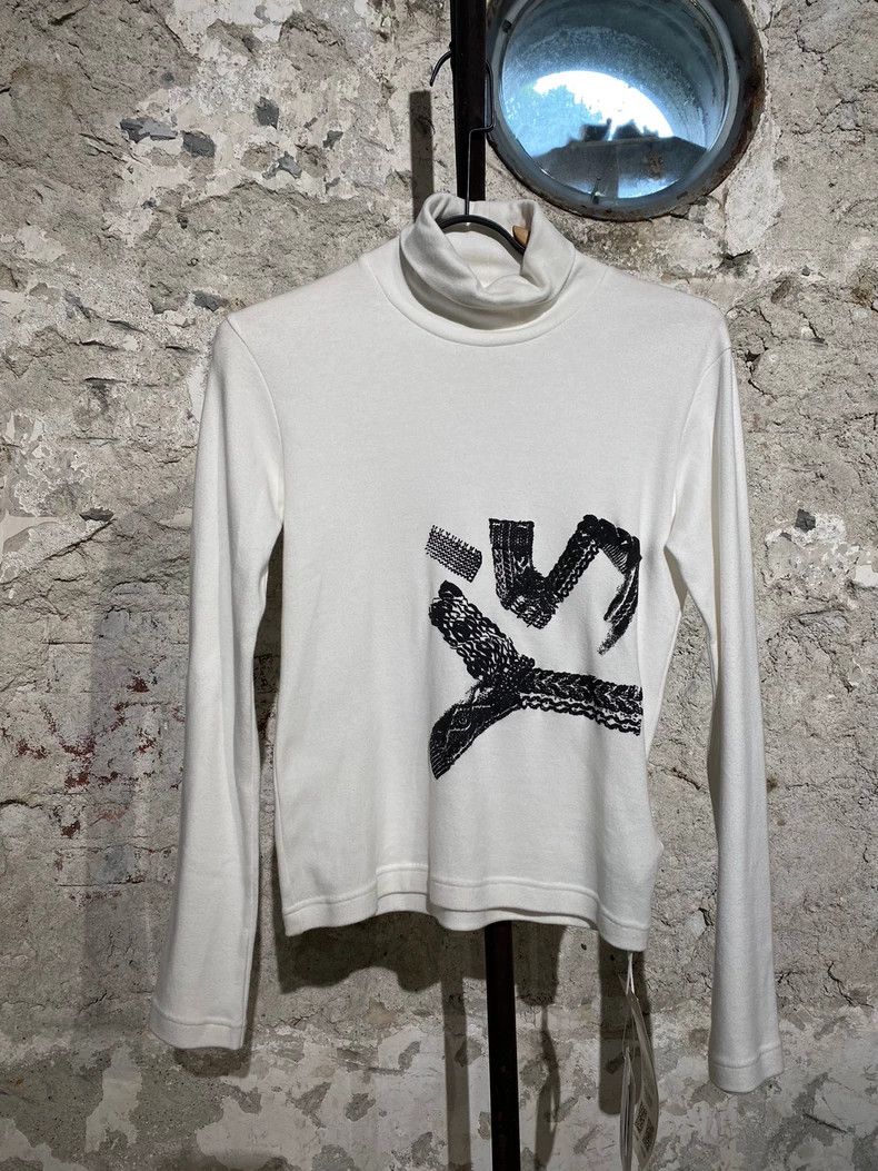 Y's Y's White Long Sleeve T-Shirt with High Neck Bottom long s Size US M / EU 48-50 / 2 - 1 Thumbnail