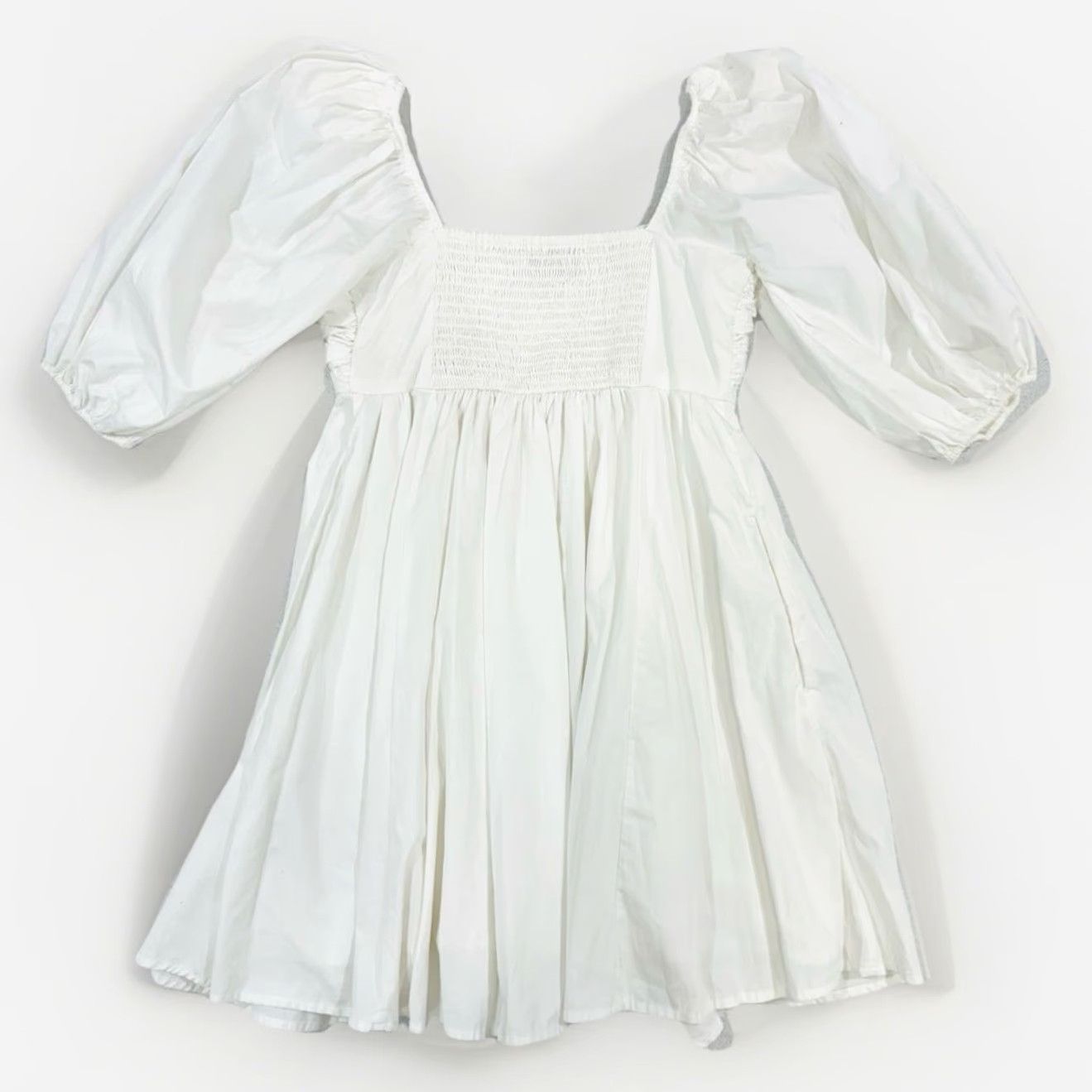 Abercrombie & Fitch VINTAGE Abercrombie & Fitch Small White Poplin Mini Dress Puff Sleeve Pockets Dress Women S White Floral A-Line Short Sleeve 1986 Ladies Girls Mens Size S / US 4 / IT 40 - 3 Thumbnail