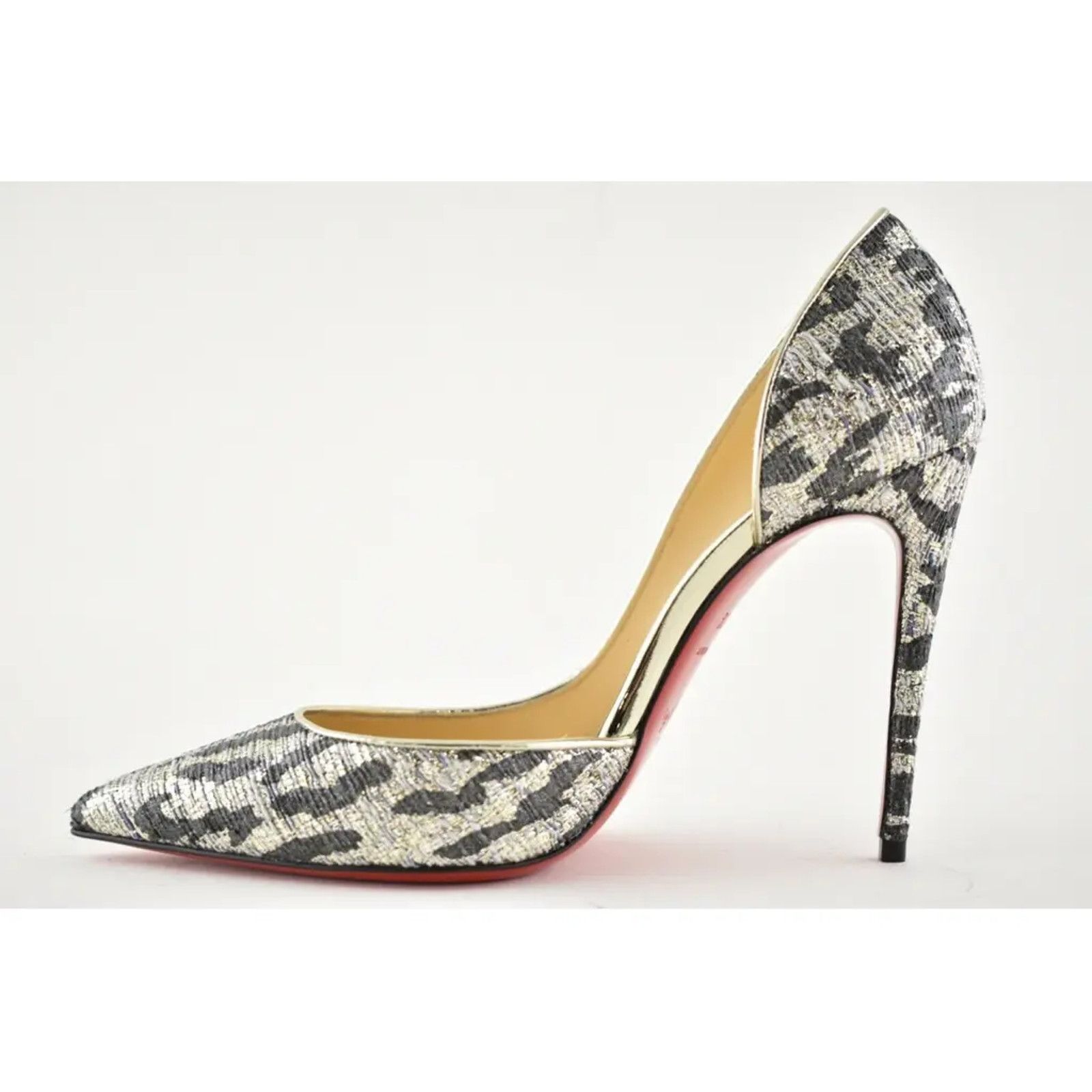Christian Louboutin Christian Louboutin Iriza 100 Silver Black Gold Lurex Gigi Size US 5 / IT 35 - 8 Thumbnail