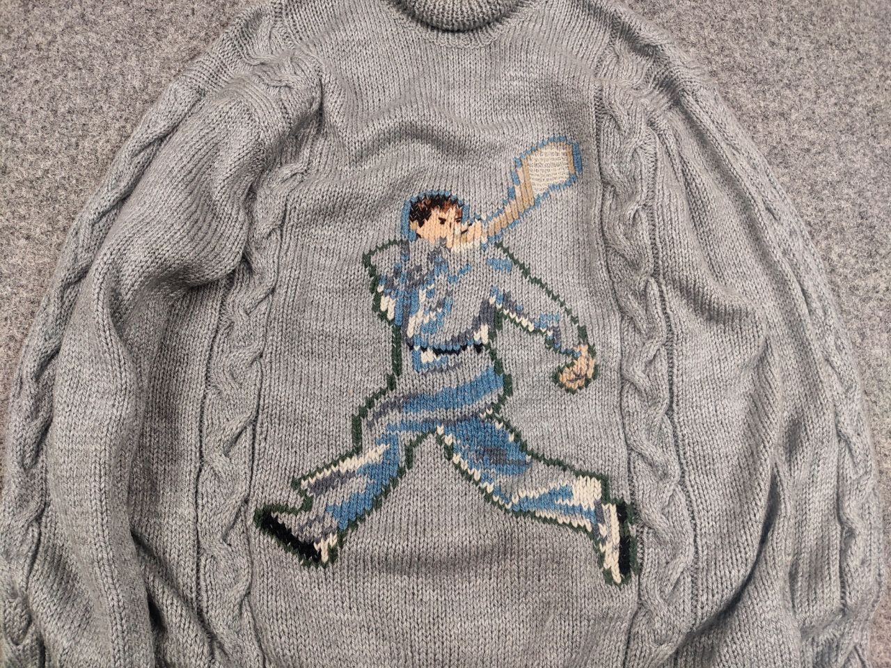 Japanese Brand Vintage 90's handmade Knit Sweater with big tennis player Size US S / EU 44-46 / 1 - 9 Thumbnail