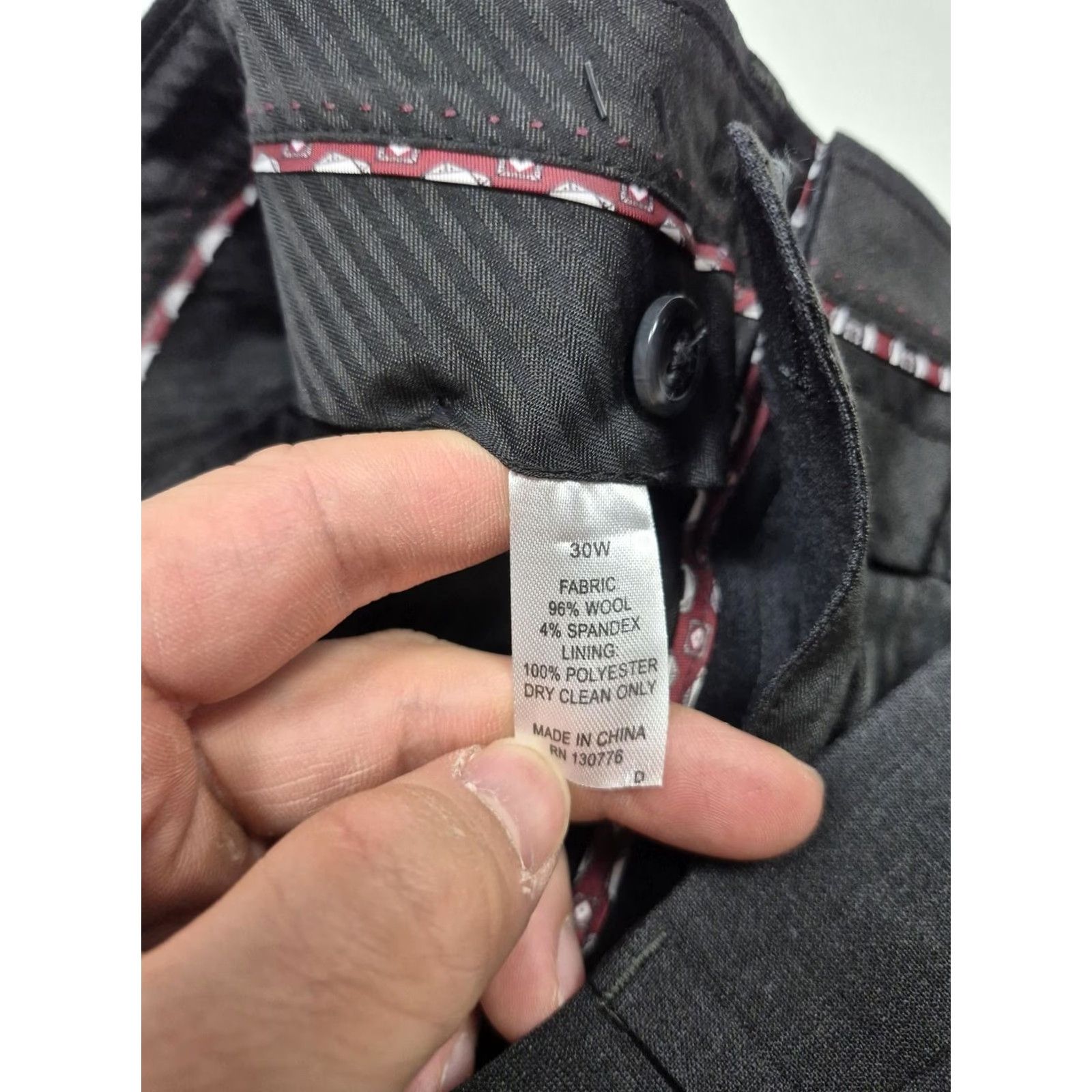 Vintage Giles & Jasper Dress Pants Mens 30x32 Gray Wool Stretch Flat Front NWT Modern Fit Straight Leg Button Closure Pockets Size US 30 / EU 46 - 4 Thumbnail