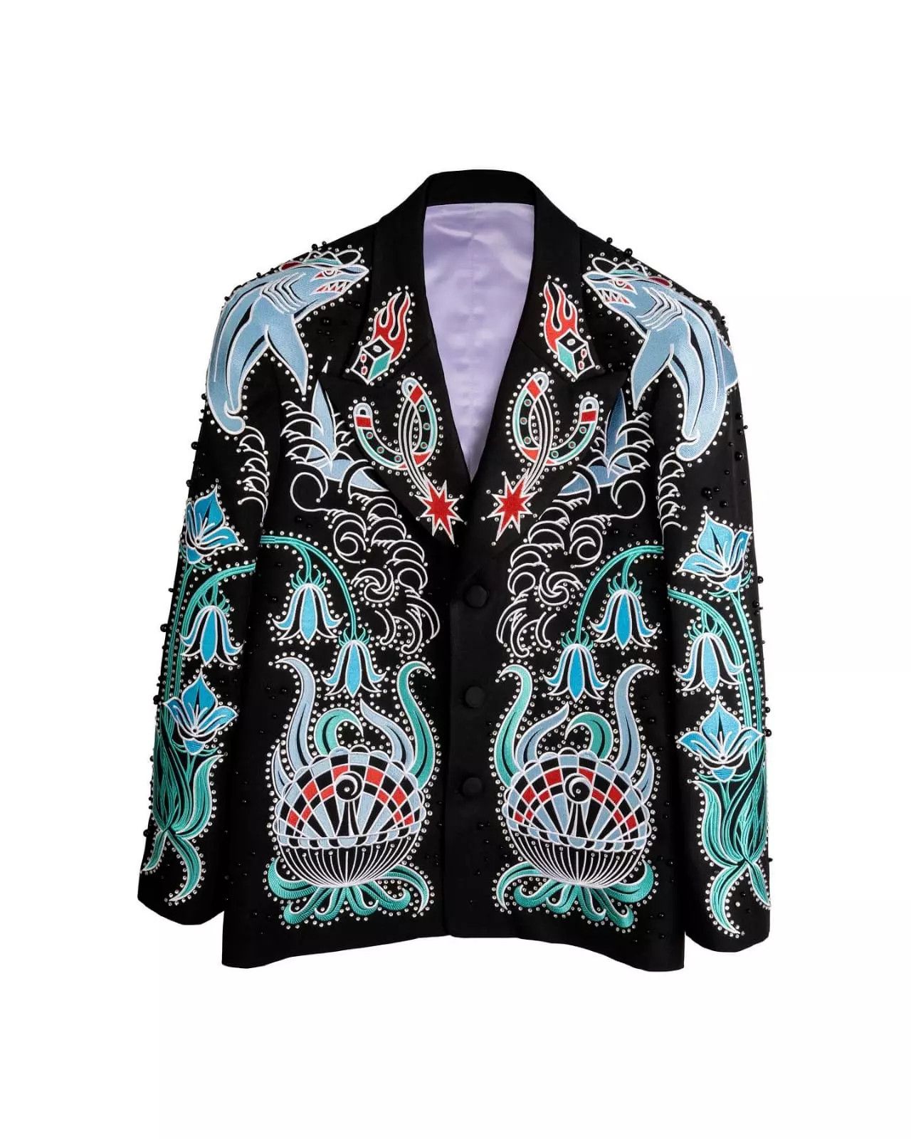 Other Men 2PC Customized floral, Dolphin Embroidery Nudie outfit Size 44L - 1 Thumbnail