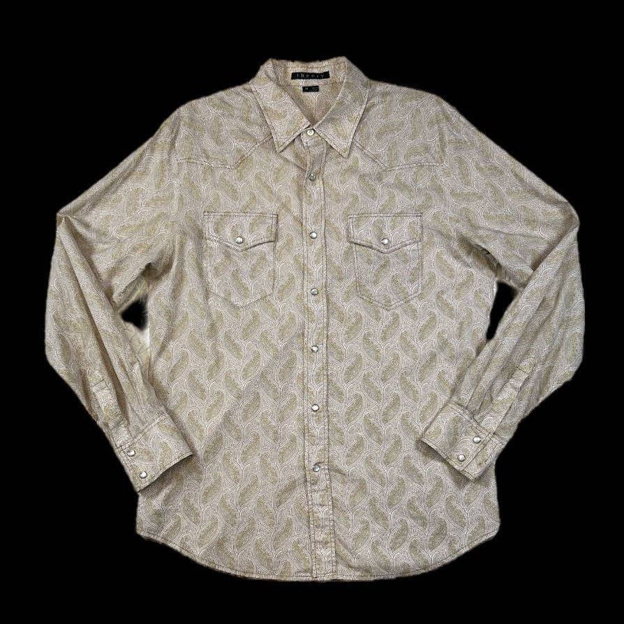 Theory Brown Dress Shirt Paisley Print Size M