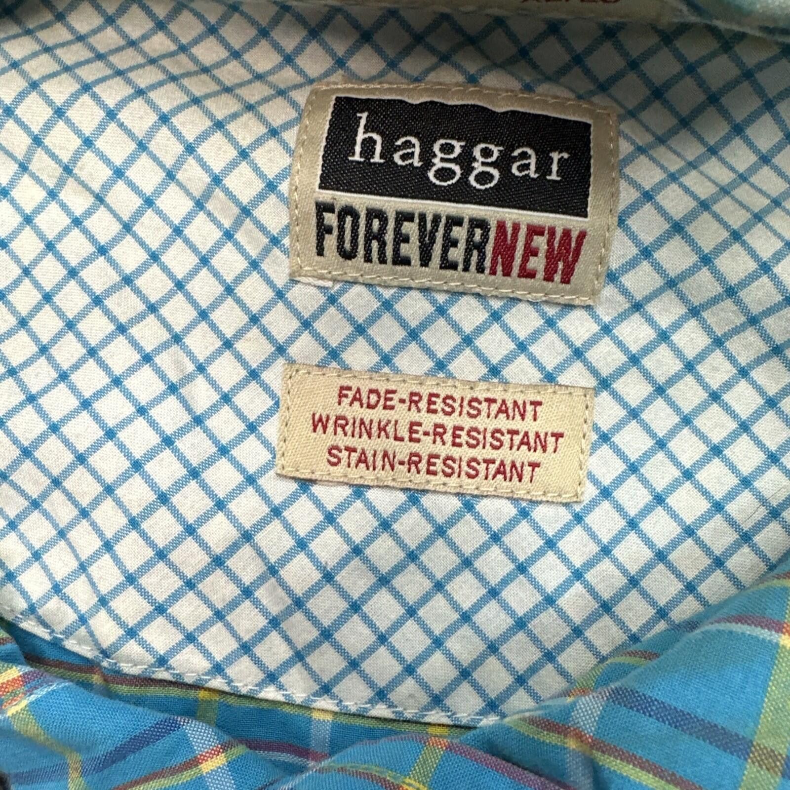 Haggar Haggar Forever New Blue Plaid Button Short Sleeve Shirt XL Size US XL / EU 56 / 4 - 3 Thumbnail