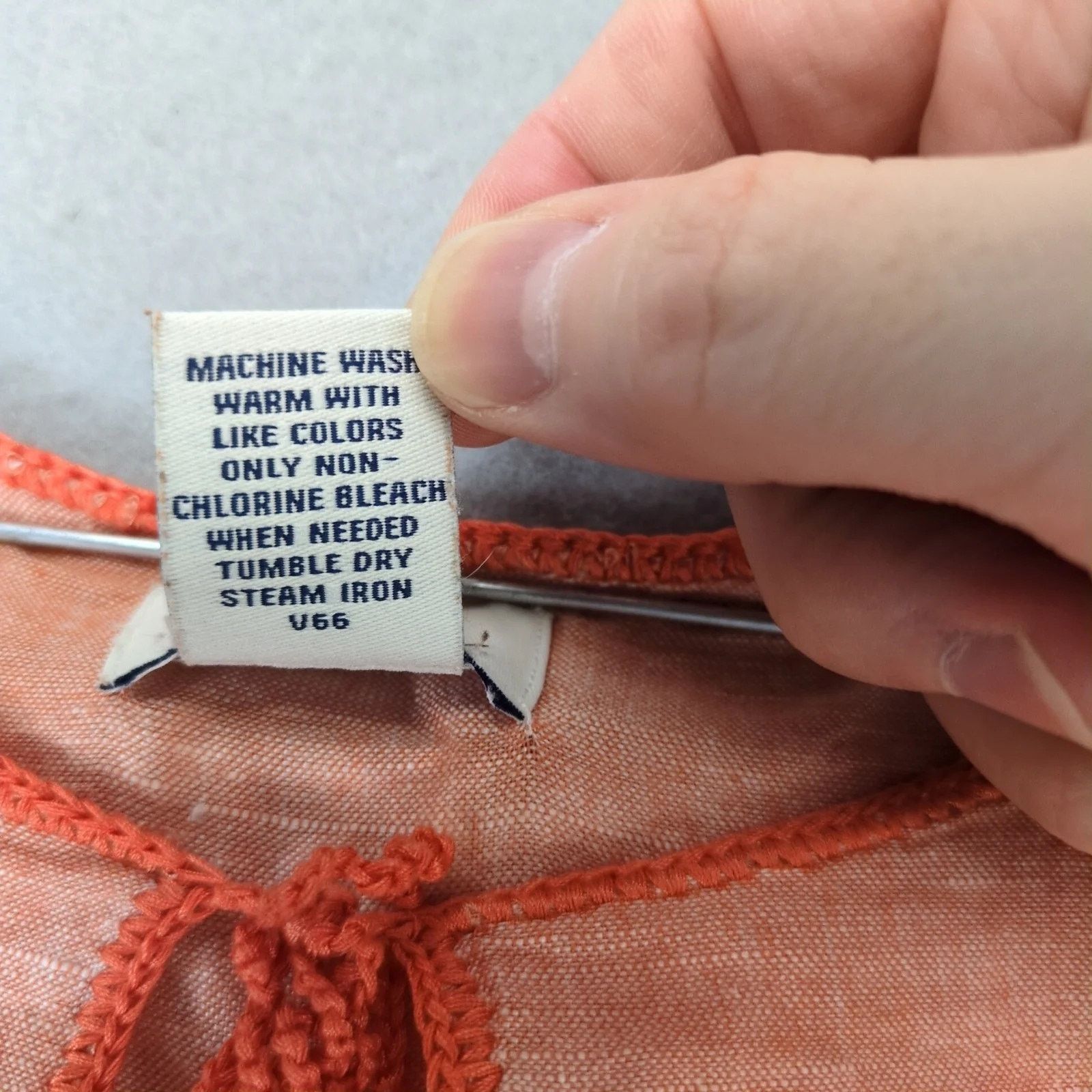G.H. Bass & Co. Bass Orange Linen Cotton Tank Top Women's M Keyhole Tie Neck Size M / US 6-8 / IT 42-44 - 4 Thumbnail