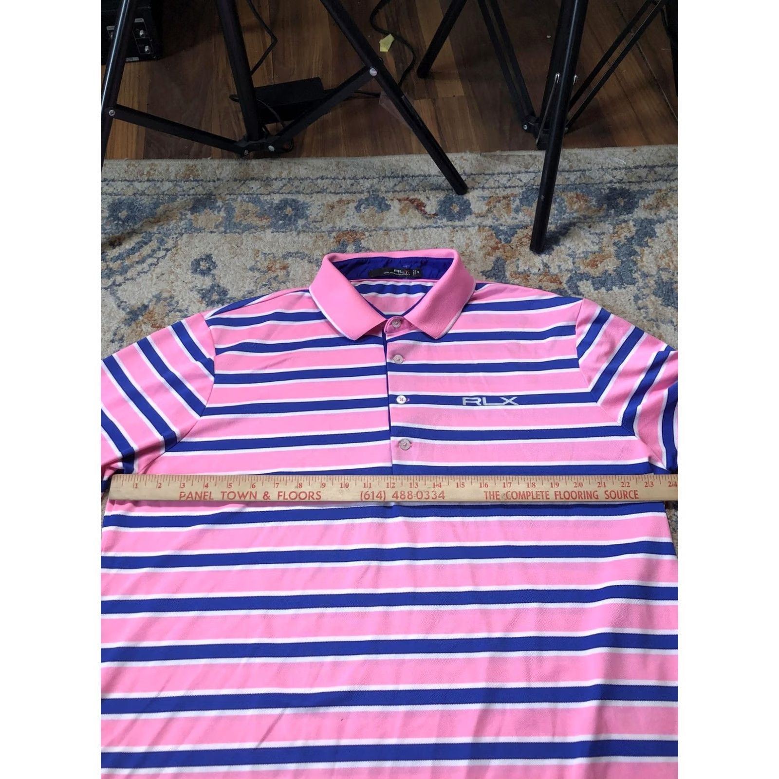 RLX Ralph Lauren RLX Ralph Lauren Polo Shirt Mens XL Pink Blue Striped Short Sleeve Golf Performance Moisture Wicking Logo Row Size US XL / EU 56 / 4 - 5 Thumbnail